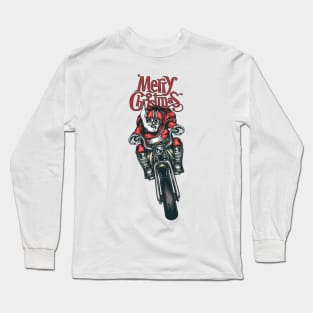 santa clause riding motorcycle Long Sleeve T-Shirt
